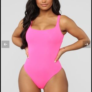 Fashion nova Easy Peasy Tank Swimsuit in Neon Pink